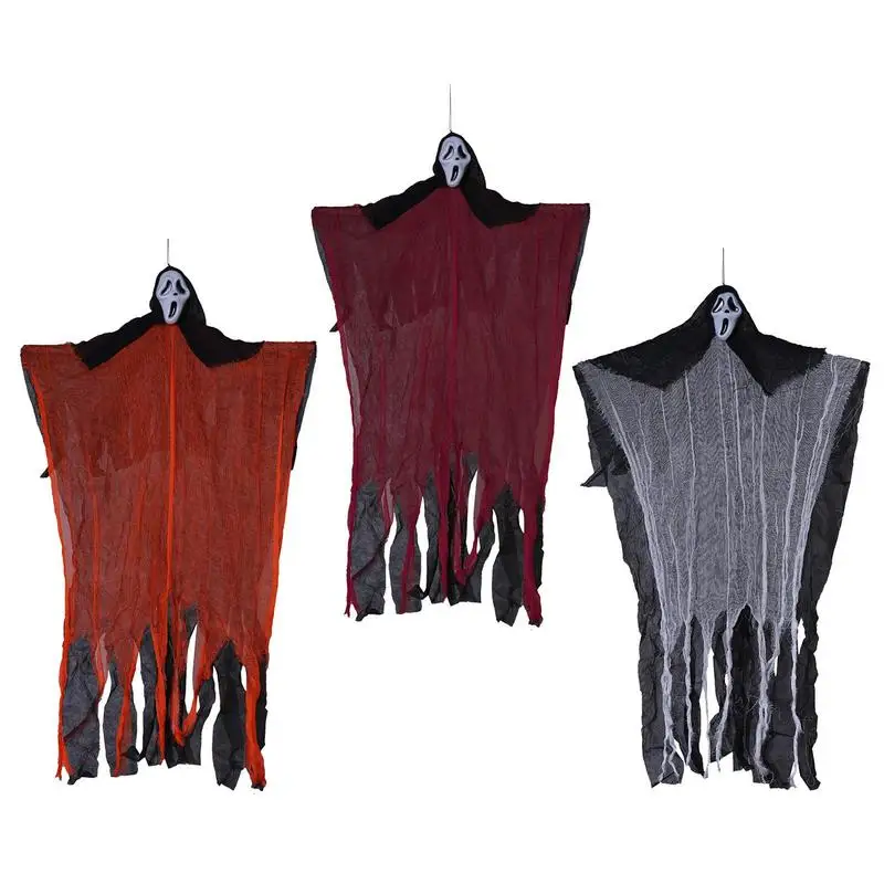 

Halloween Ghost Decorations Spooky Skull Head Gauze Suspension Decoration Halloween Ornaments With Torn Robes For Living Room