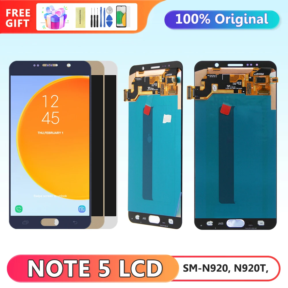 5.7'' Original Display for Samsung Galaxy Note 5 N920 N920F Lcd Display Digital Touch Screen for Samsung Note 5 Replacement