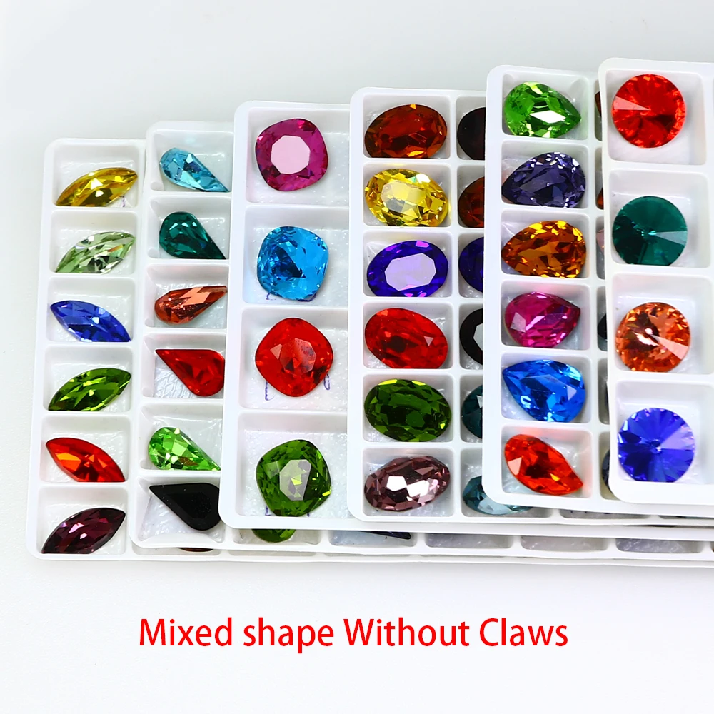 Блестящее стекло смешанного стиля Кристалл Стразы с когтями Пришивание