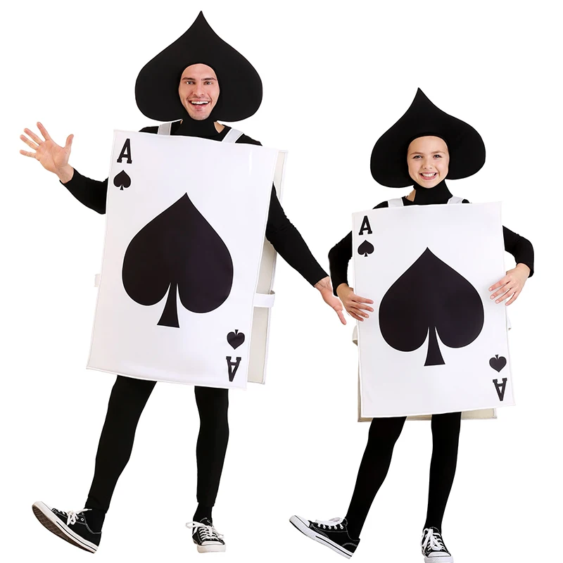 

Umorden Unisex Parent-Child Poker Playing Card Ace of Spades Costume for Kids Adult Girls Boys Women Men Tunic Hat Suit