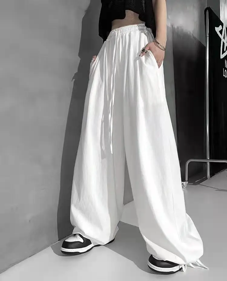 

2022 Casual Loose Wide Leg Sweatpants Loose Drawstring Low Waist Streetwear Cargo Pants Hippie Jogger Pants