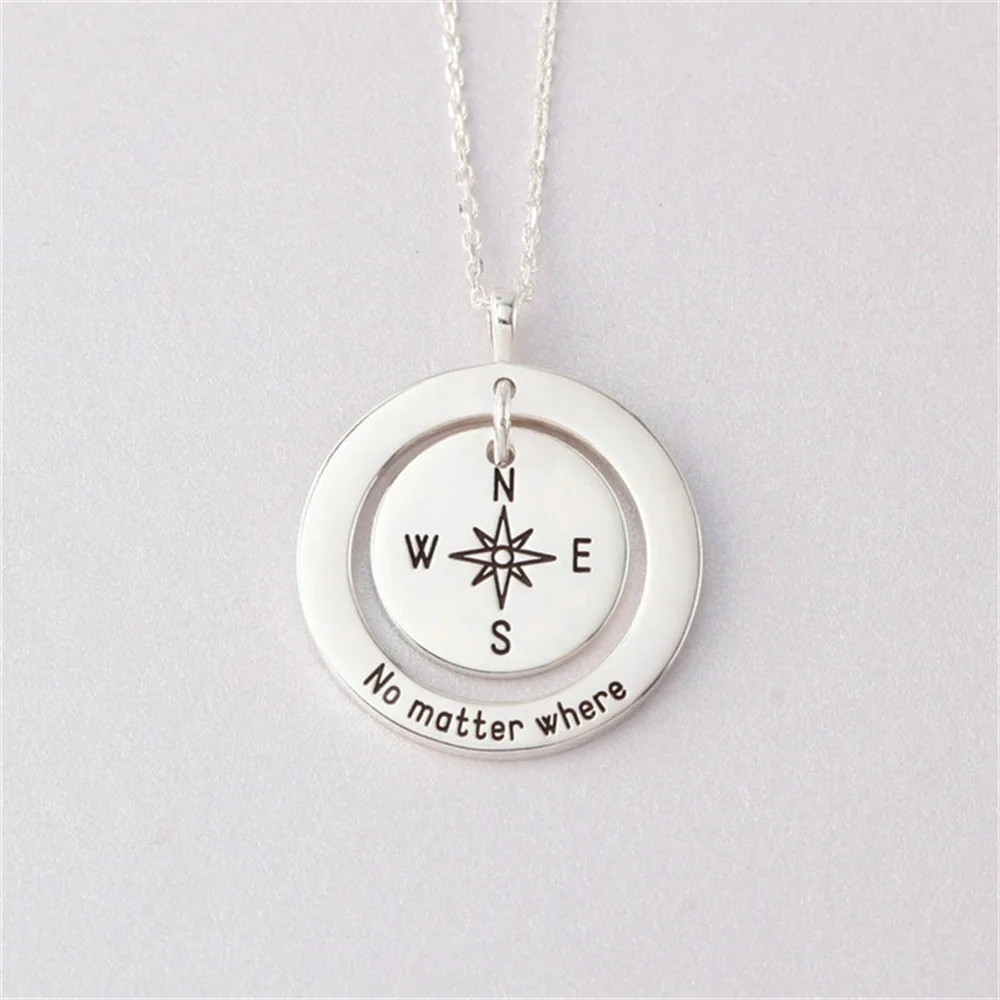 Personality Compass Women's Necklace Custom Circular Pendant Necklace Stainless Steel Women's Custom Necklace Gift Wholesale