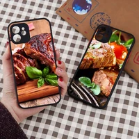 steak delicacy food phone case matte transparent for iphone 7 8 11 12 13 plus mini x xs xr pro max cover
