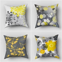 4pcsset yellow gray floral pillow casesummer trend cushion casedecorative throw pillow topboho bedding pillow