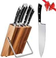 6 piece kitchen knife block set stainless steel kitchen knife chefs knife with pine knife wooden block aicok kf f8004 6