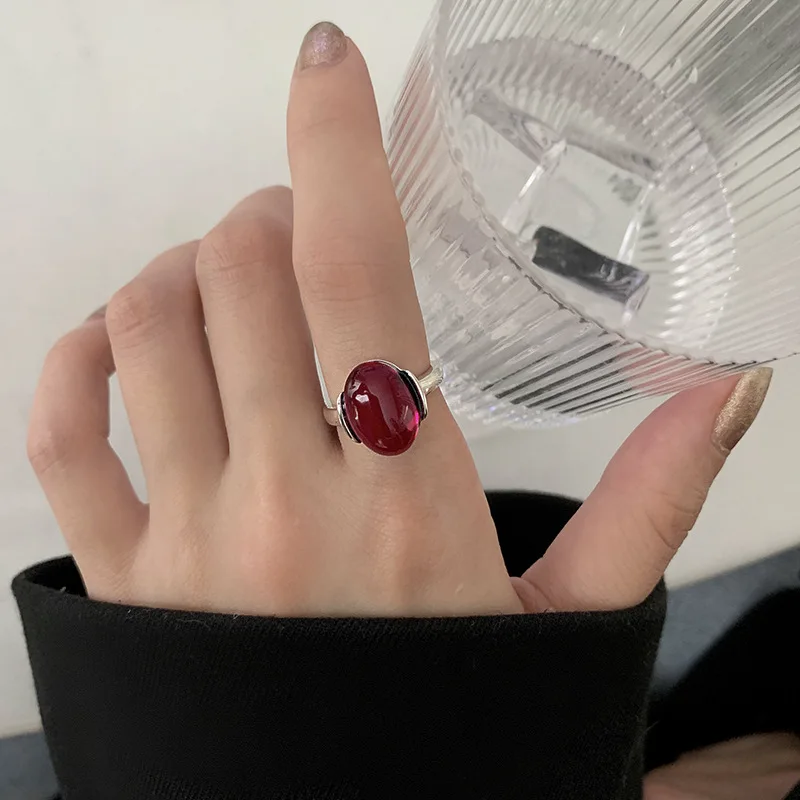 

CDJAIME 925 Sterling Silver Rings For Women Couples 2022 Trendy Carnelian Design Adjustable Ring Fine Jewelry Gifts Accessories