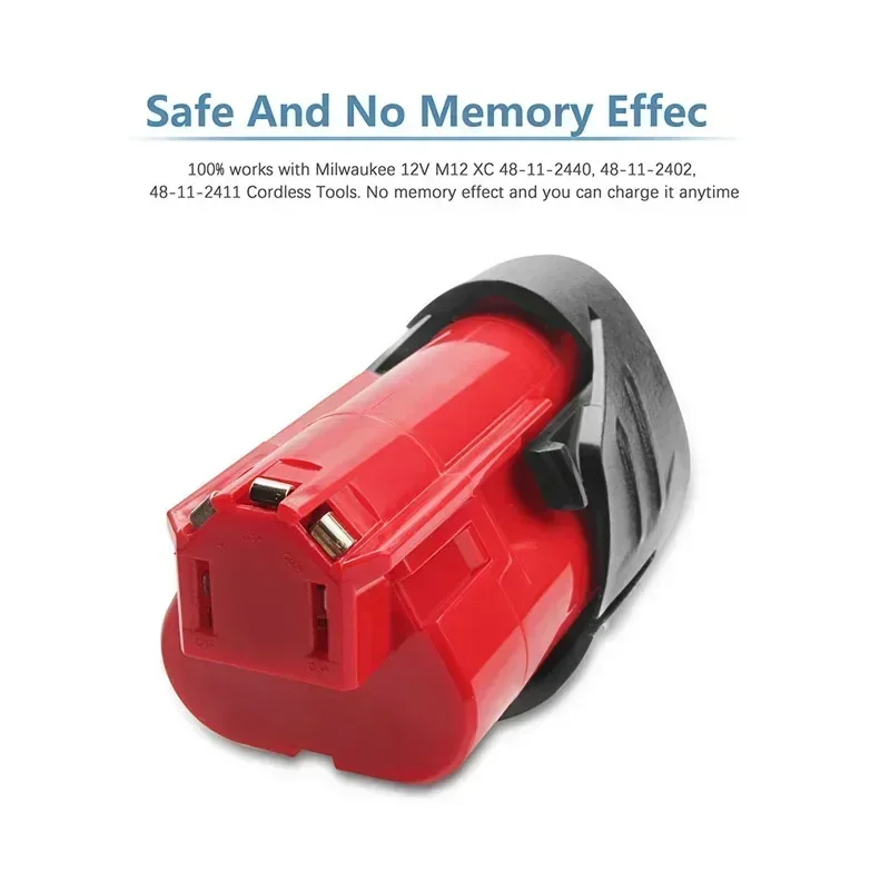 Литий-ионный аккумулятор 12 В 3000 мАч для Milwaukee M12 48-11-2411 48-11-2420 48-11-2401 48-11-2402