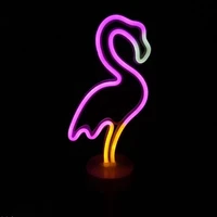 led neon lights flamingo shape night light sign lamp battery usb double powered nightlight for indoor christmas wedding birthday
