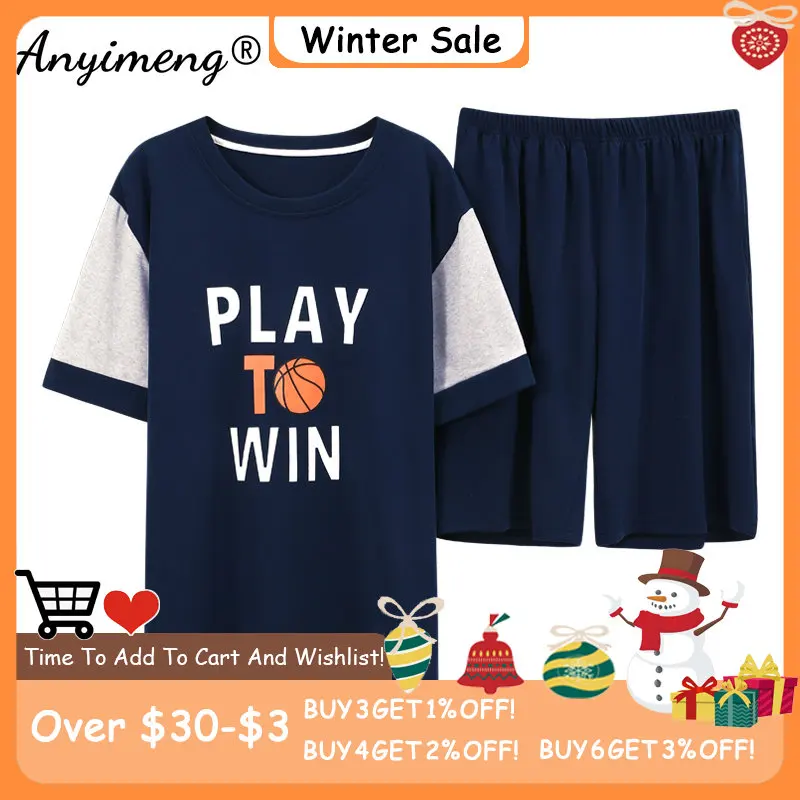 

Пижама мужская из 100% хлопка, мягкая воздухопроницаемая одежда для сна, шорты для отдыха, домашняя одежда, пуловер, модная одежда для сна с Ба...