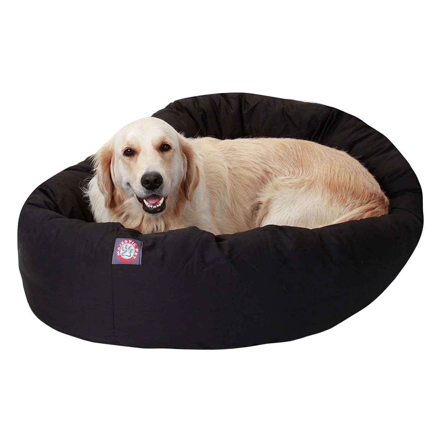 

HMTX | Poly/Cotton Bagel Pet Bed For Dogs, Black, Large