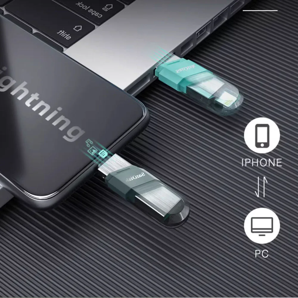 Флэш-накопитель SanDisk iXpand USB/USB флэш-накопитель 2-в-1 с разъемами Lightning и USB Type-A для