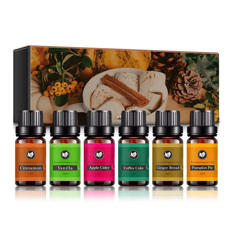 

6pcs Aromatherapy Oil Gift Set for Diffusers Vanilla Coffee Cake Blueberry Pancake Cream Black Tea Coffee massage Aromatic Oils
