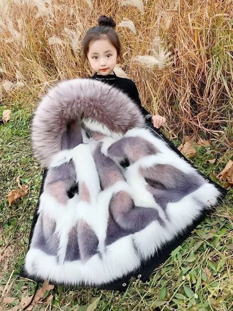 2022 Fashion Children's Winter warm parka for girl Thick big Faux Fur collar Coat kids Clothes Snowsuit Jacket overcoat clothing