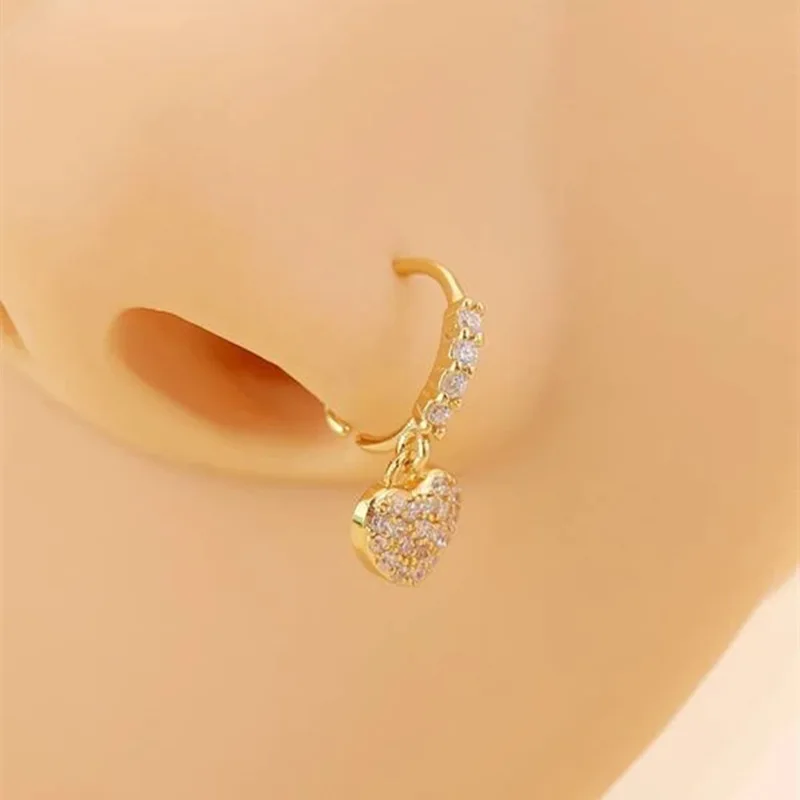 

Nose Rings Hoop for Women Nose Dangle Body Piercing Jewelry Cartilage Earring Nose Dangling Love Full Diamond Nose Ornament