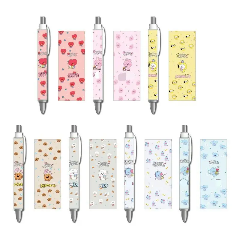 

KPOP Bangtan Boys exquisite ballpoint pen cartoon automatic pen fashion support small pen hand-held pen gift JIN fan collection