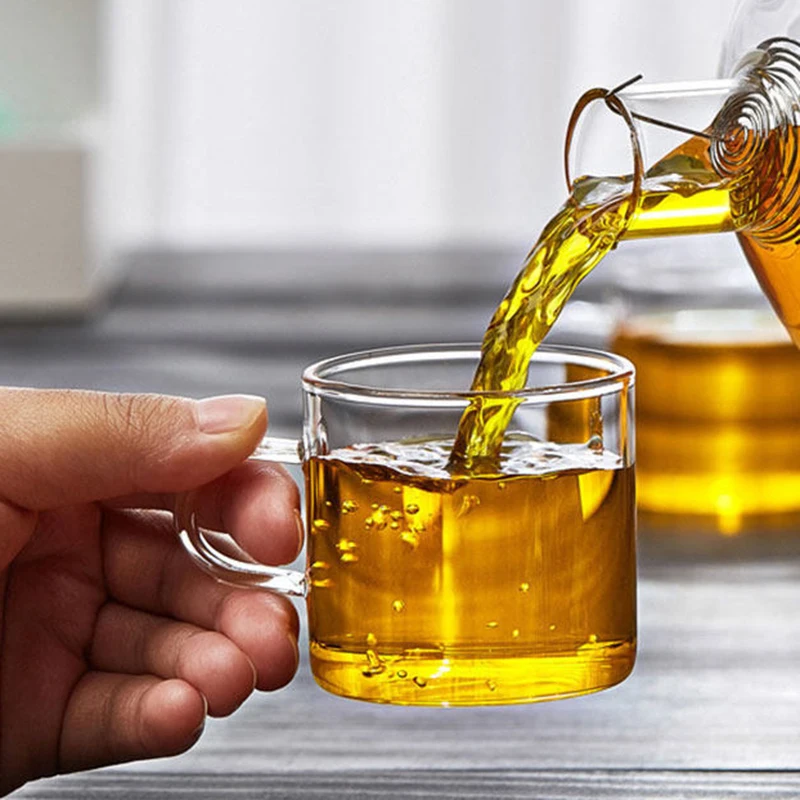 Однотонная кружка из боросиликатного стекла с ручкой 100 мл