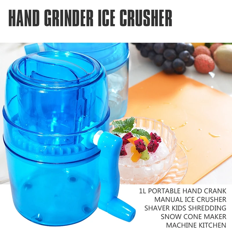 

1L Portable Hand Crank Manual Ice Crusher Shaver Kids Shredding Snow Cone Maker Machine Kitchen