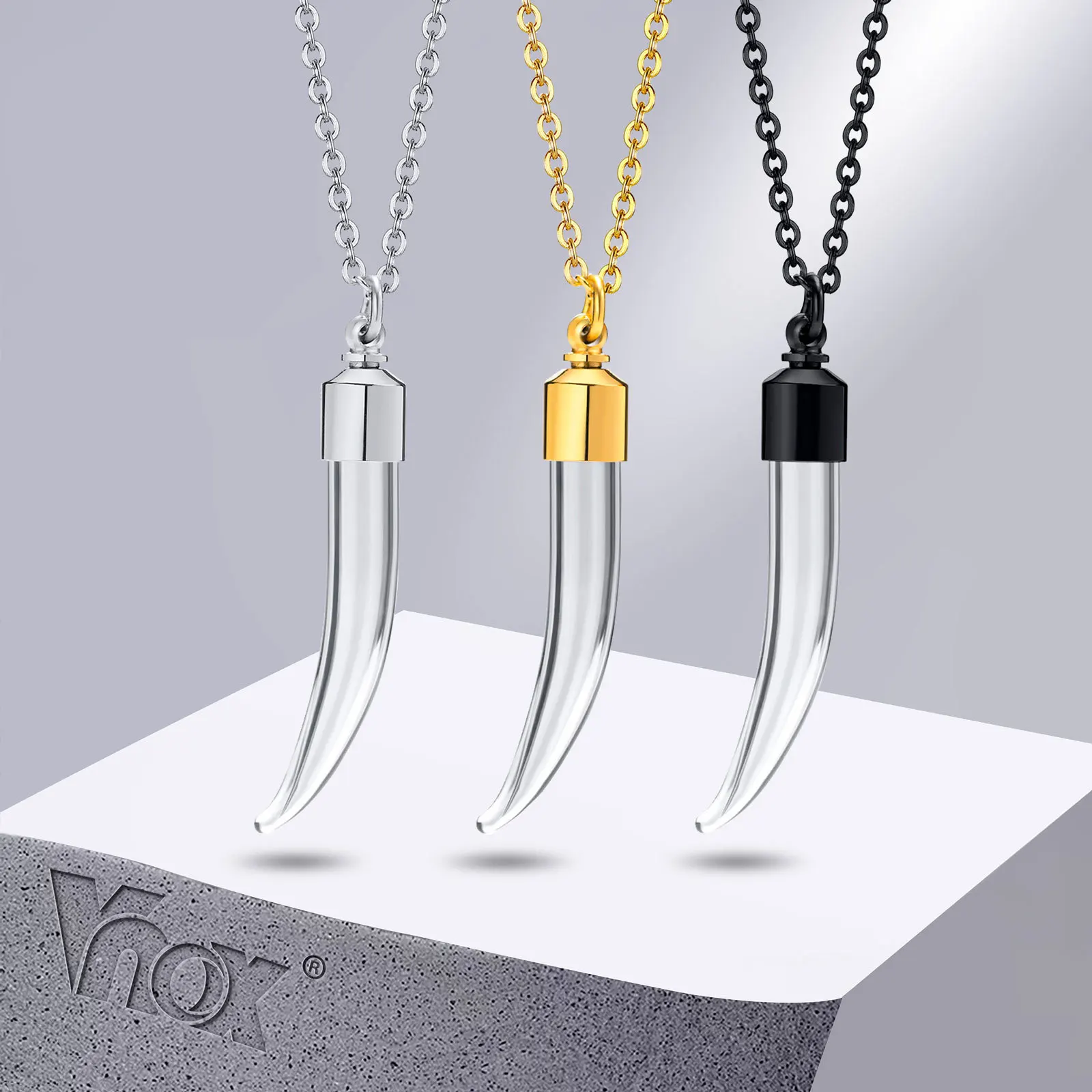 

Vnox Unique Glass Horn Urn Necklaces for Women,Can Be Opened Stainless Steel Bottle Ash Pendant, Keepsake Gifts