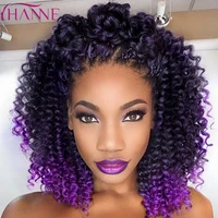 afro kinky curly synthetic wig purple wig curly perruque bob synth%c3%a9tique short wigs for black women 34 half wig heat resistance