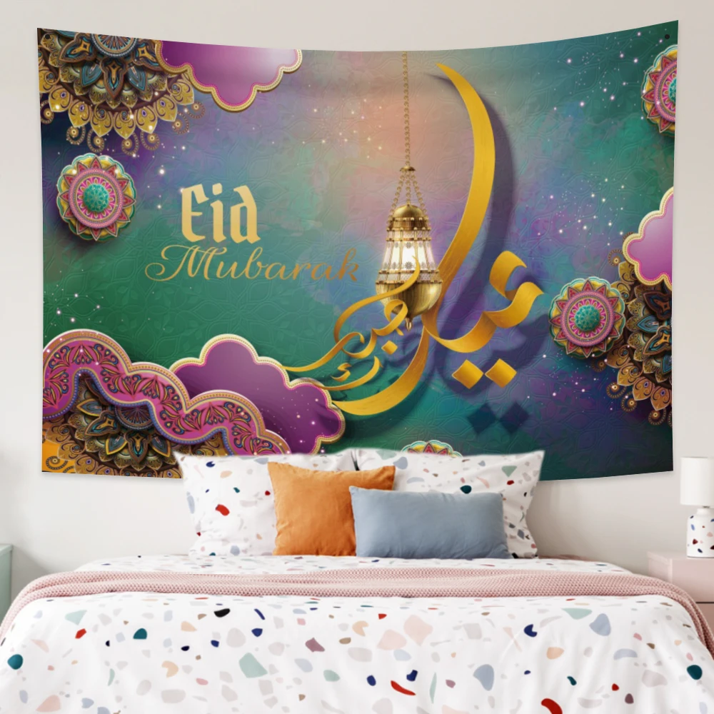 

ИД мусульманский Рамадан гобелен Луна фонарь фестиваль настенный подвесной психоделический богемный комната Домашний Декор Ковер гобелен...