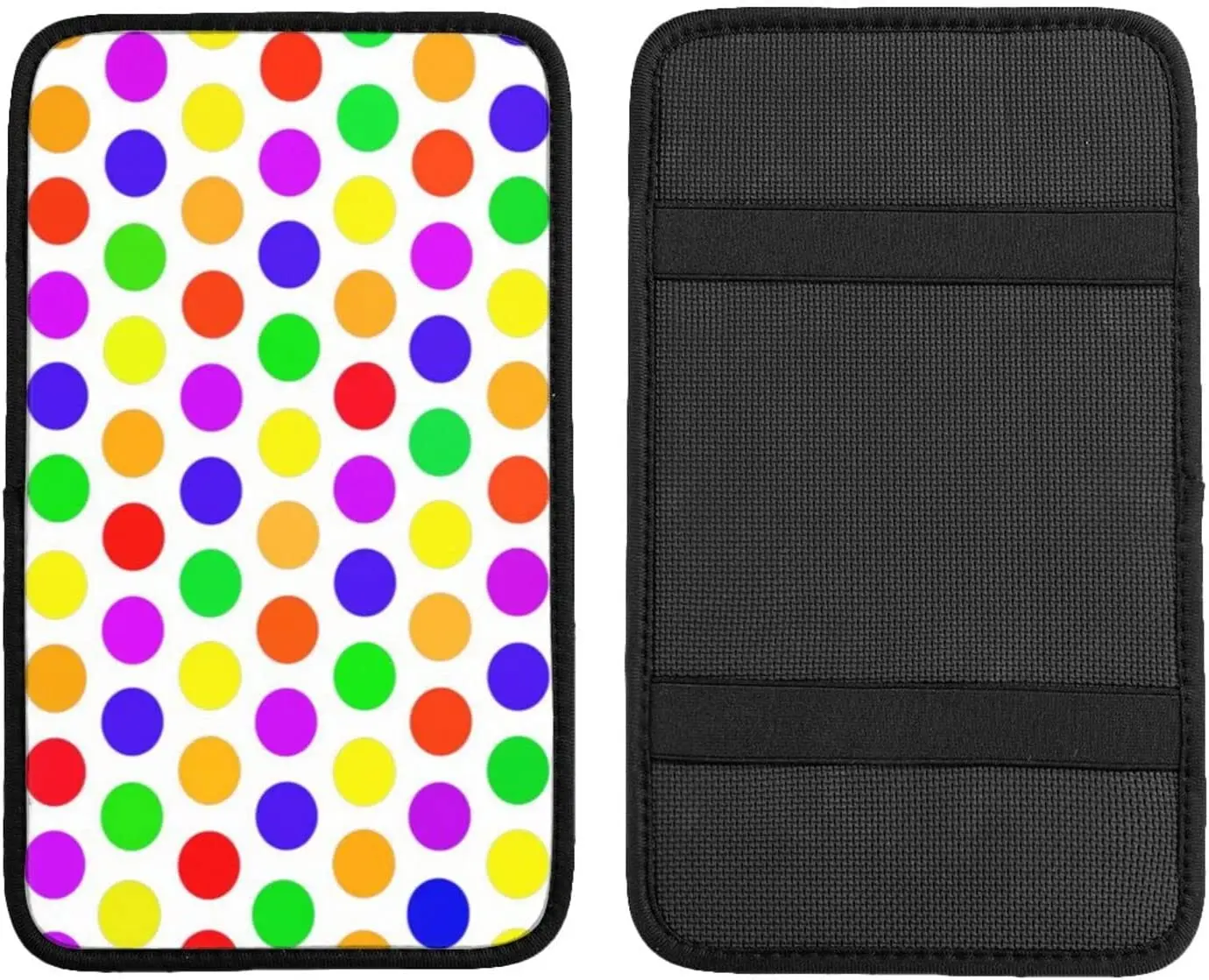 

Colorful Polka Dots Print Auto Center Console Pad, Universal Fit Soft Comfort Car Armrest Cover, Fit for Most Sedans, SUV, Truck