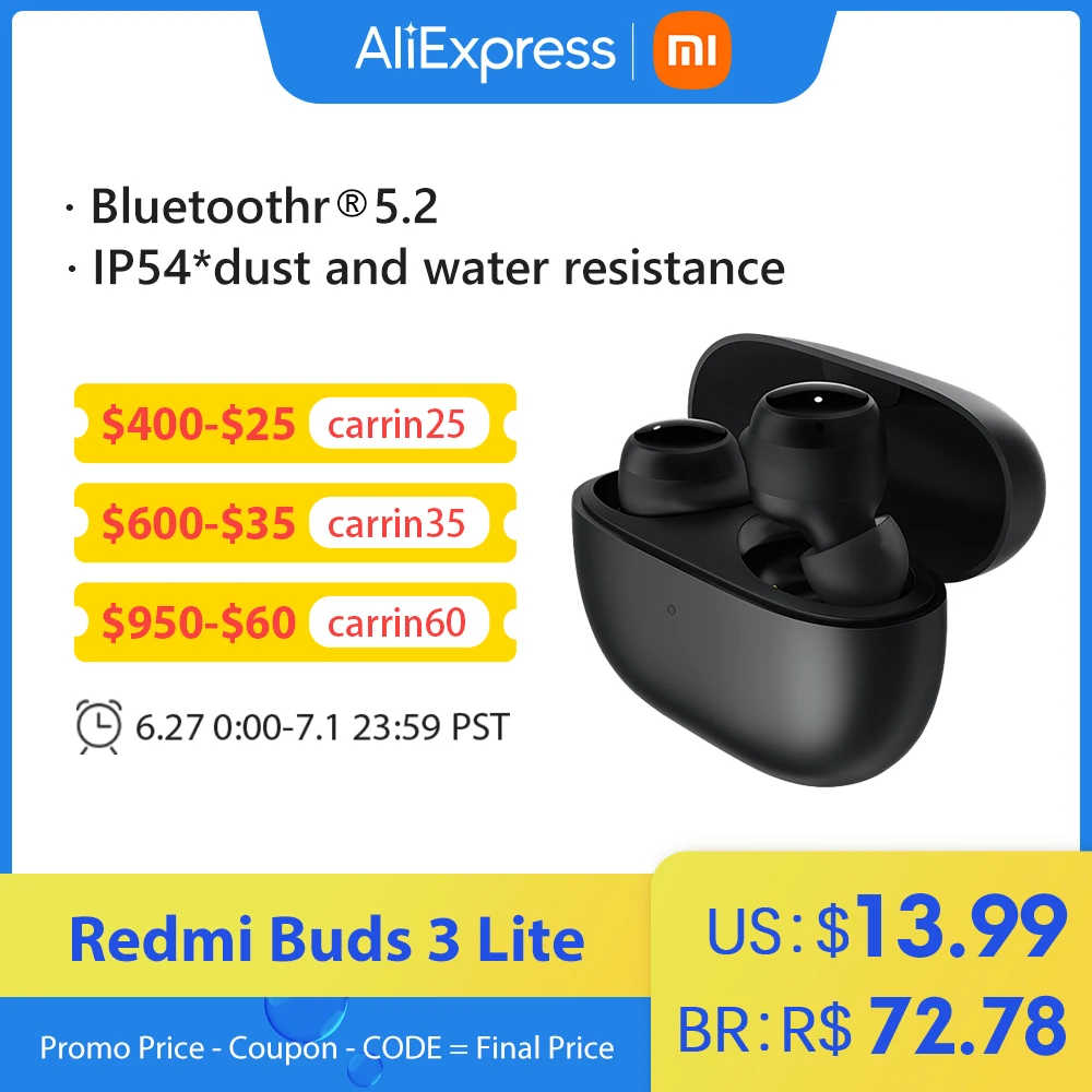 Глобальная версия Xiaomi Redmi Buds 3 Lite беспроводные наушники Bluetooth 5 2 TWS настоящая