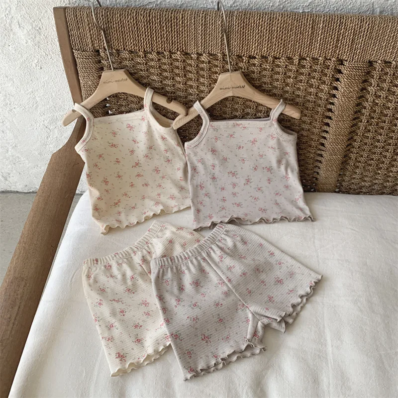 

Summer Newborn Baby Girl Clothes 0-3Years Kids Sleeveless Flower Camisole Tops+Shorts Pant Bottom 2PCS Outfit Casual INS Costume