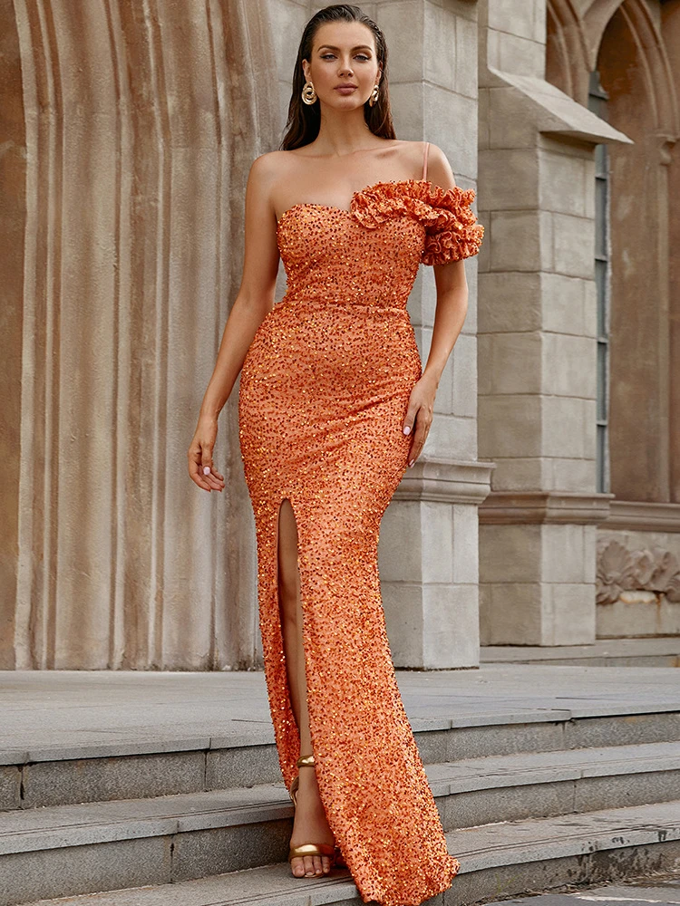 Женское длинное платье с открытыми плечами элегантное Привлекательное