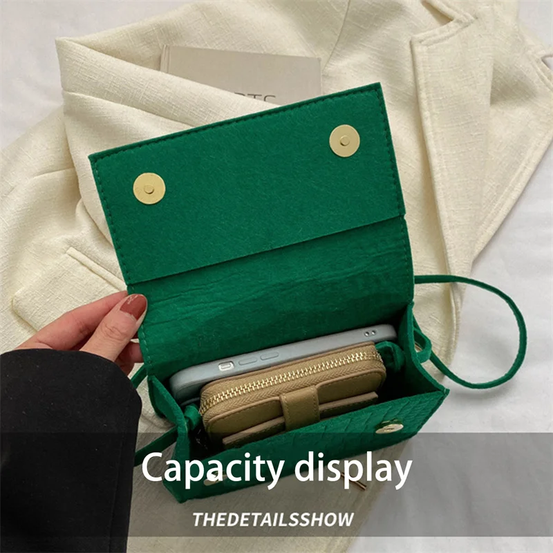 Fashion Design Solid Color Women Handbag Portable Shoulder Bags For Female 2023 Casual Totes Felt Messenger Bag