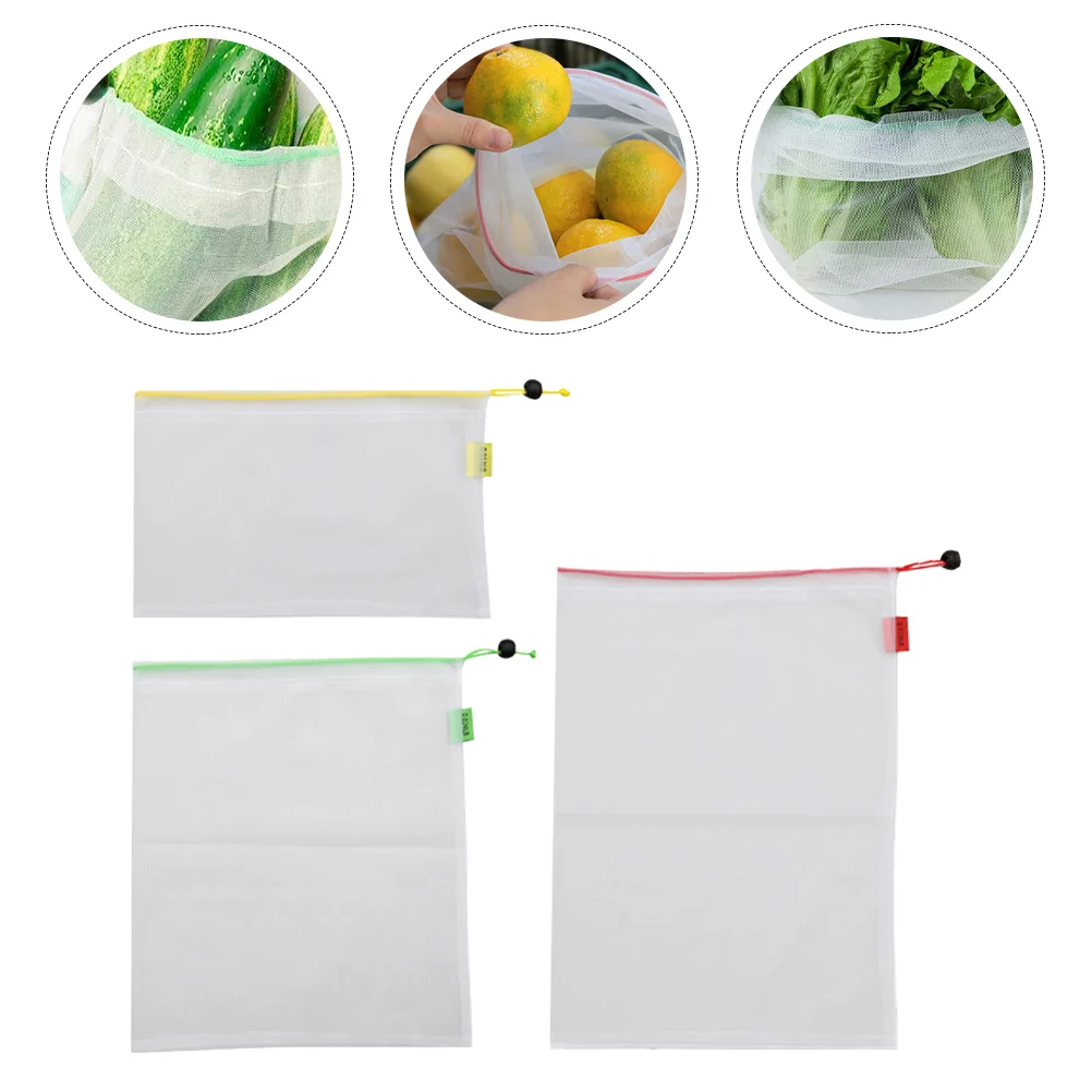 

Bags Mesh Bag Grocery Shopping Fruit Produce Reusable Drawstring Vegetable Storage Netwashable Container Netting Cotton Pouches