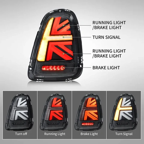 Пара полностью светодиодных задних фонарей для BMW Mini Cooper R56 R57 R58 R59 LCI 2007-2013 JCW Union Jack Тормозные задние янтарные сигнальные лампы Tun