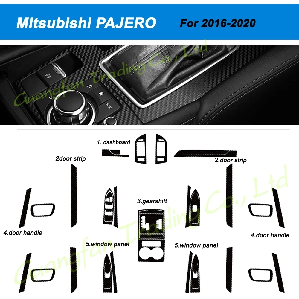 

Car-Styling 3D/5D Carbon Fiber Car Interior Center Console Color Change Molding Sticker Decals For Mitsubishi PAJERO 2016-2020