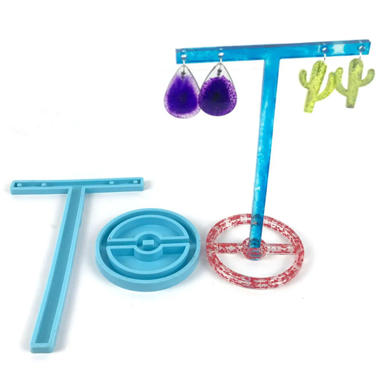 

Jewelry Display Rack Silicone Mold T-Shaped Earrings Shelf Handmade Rings Stand Pendant Holder Casting Mold Moulds DIY Gift