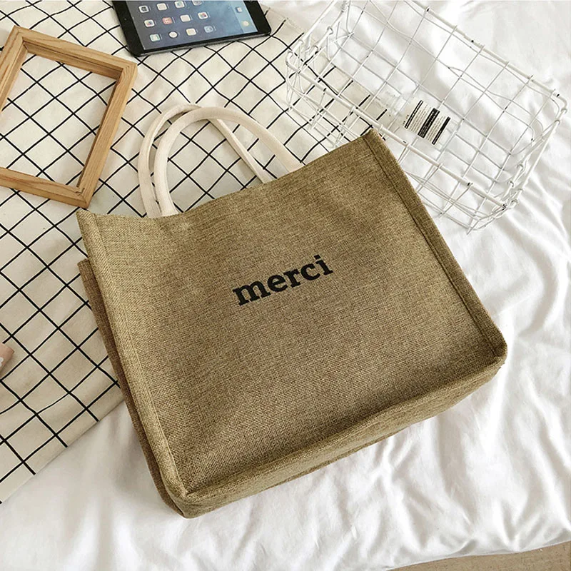 

Большая Холщовая Сумка для женщин, цветной тоут для покупок с надписью, простая дамская сумочка на плечо, вместительный многоразовый тоут с ...