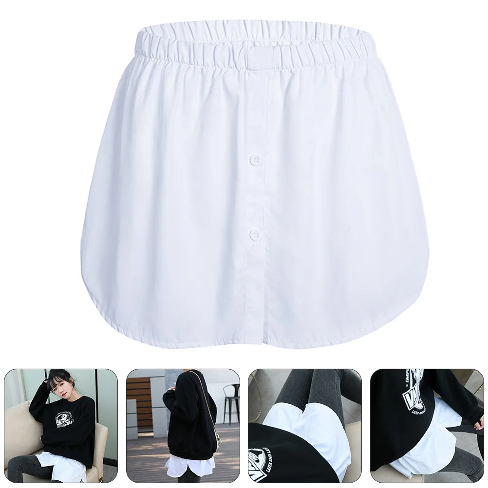 

Fake Hem Bottoming Dress Ladies Linen Tops Extender Skirt Women Half Length Look Thin Chiffon Lower Sweep Miss Shirt