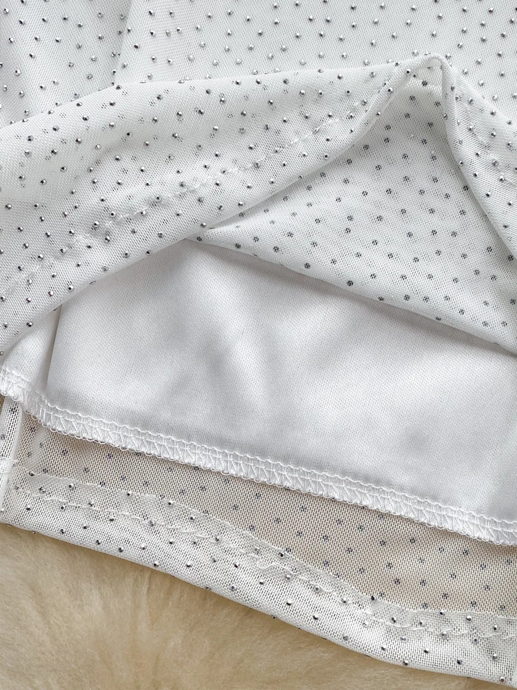 Женская Сетчатая футболка-стрейч с высоким воротником