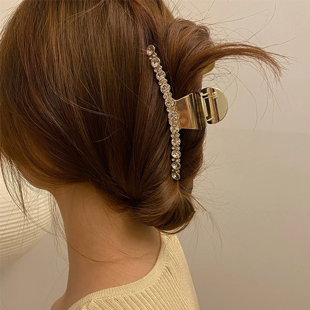 

Women Girls Metal Full Rhinestone Full Pearl Hair Crab Pearl Hair Claw Hair Accessories Styling Tool