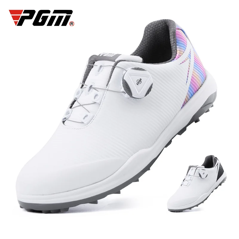 PGM Golf Ladies Sneakers New Waterproof Shoes Anti-Slip Studs Turnbuckle Soft Microfiber Leather Leisure Sports Fitness Sneakers