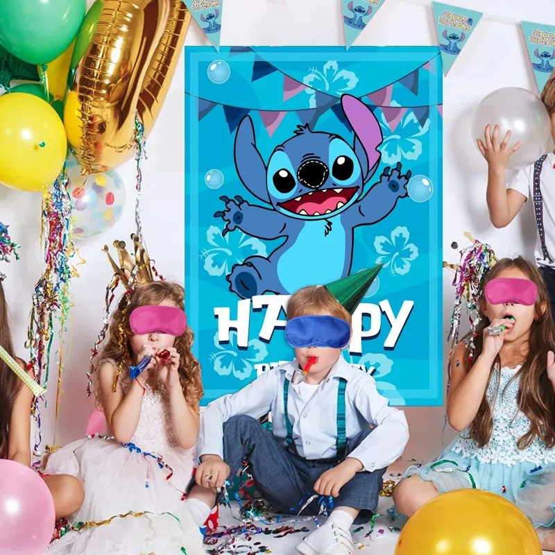 Фото Pin The Nose On The Stitch вечерние игры плакаты наклейки Disney Stitch вечерние украшения детский душ пользу наборы на день рождения подарок №4