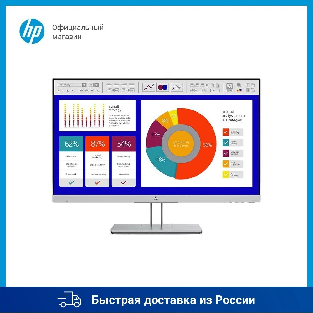 Монитор HP 23.8" EliteDisplay E243p серебристый IPS 14ms 16:9 HDMI DisplayPort Mat HAS 260cd USB | Компьютеры и