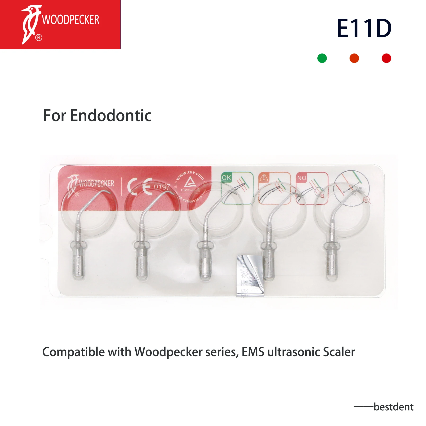 

100% Original Woodpecker Dental Ultrasonic Scaler Tips E11D Used For Root Canal Softly Treatment