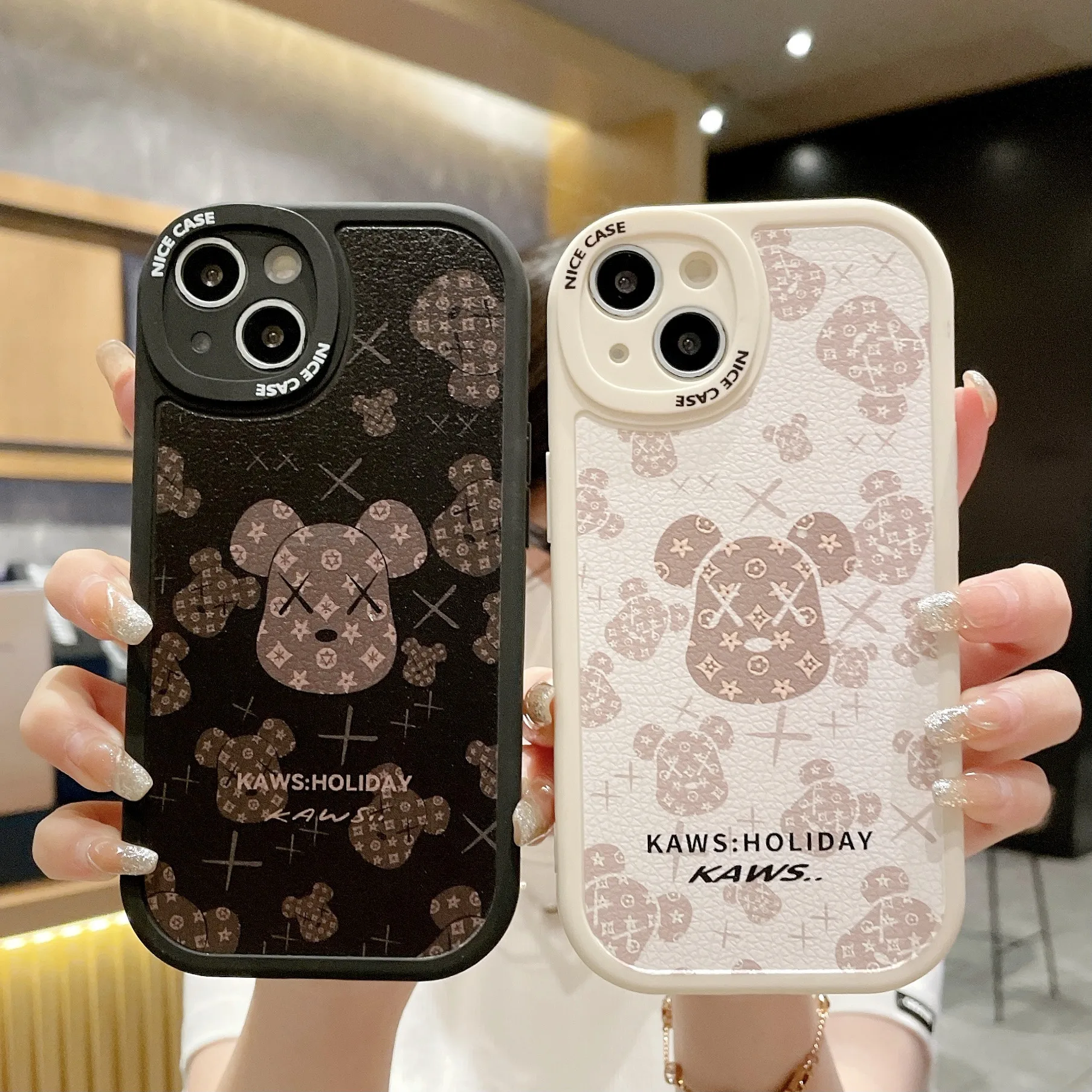 

Rayker For Iphone 11 12 13 Pro Max Silicone Print Bear Cute Women Phone Case Cover Protection Lens