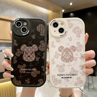 rayker for iphone 11 12 13 pro max silicone print bear cute women phone case cover protection lens