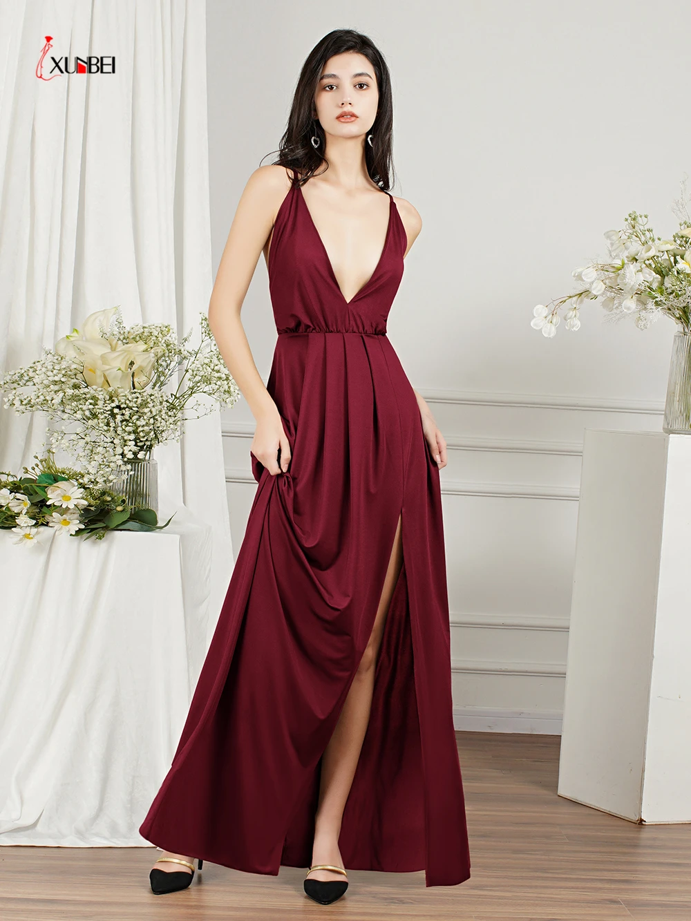 

2022 Robe De Soiree Longue Deep V Neck Evening Dresses Formal Lady Party Dresses Plus Size Vestidos De Noche Custom Dresses