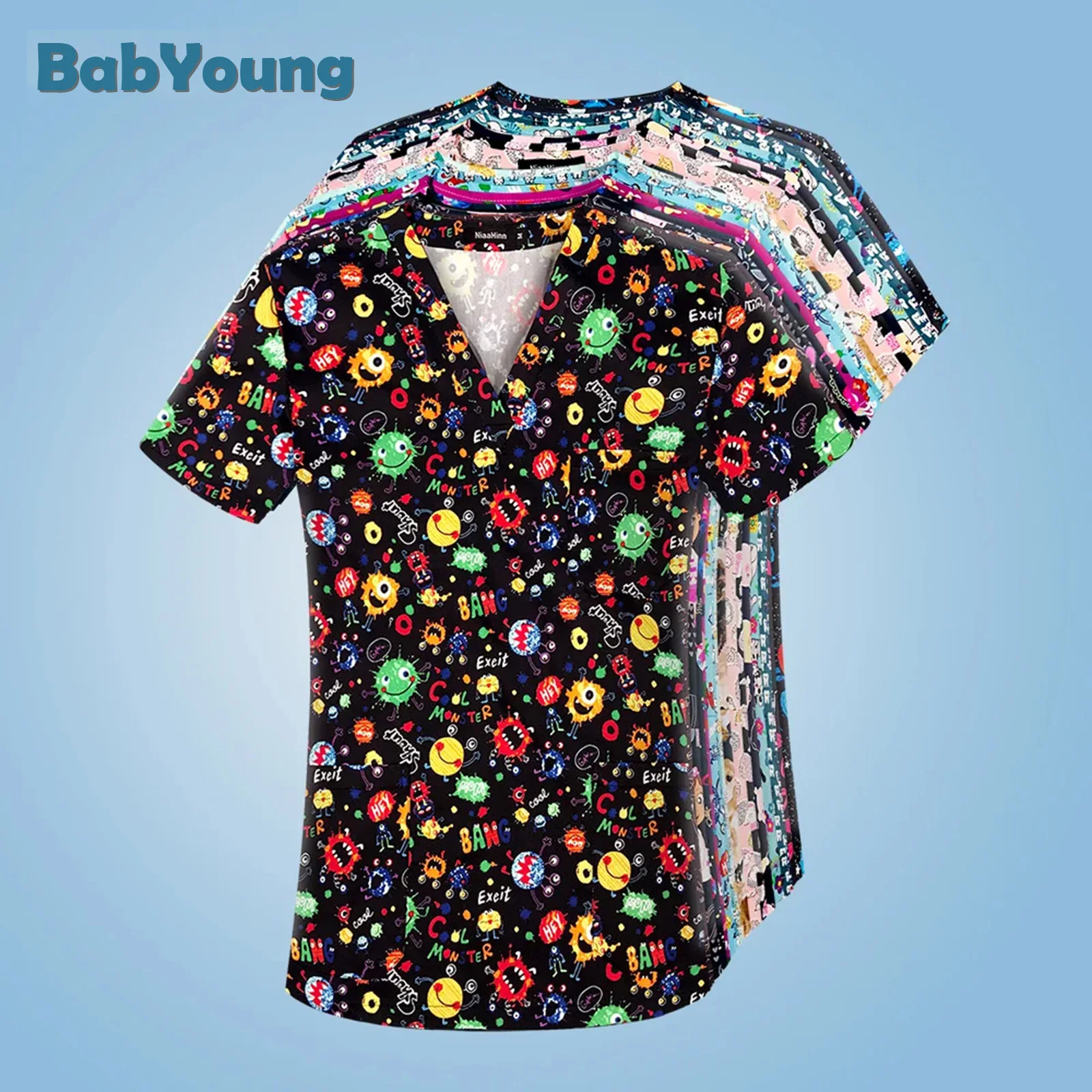 Униформа Sanitario Mujer летние скрабы топы спецодежда для медсестер рубашка-скраб