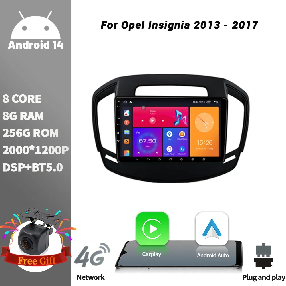 Беспроводной стерео экран CarPlay Android для Opel Insignia 2013-2017 4G WIFI автомобильный
