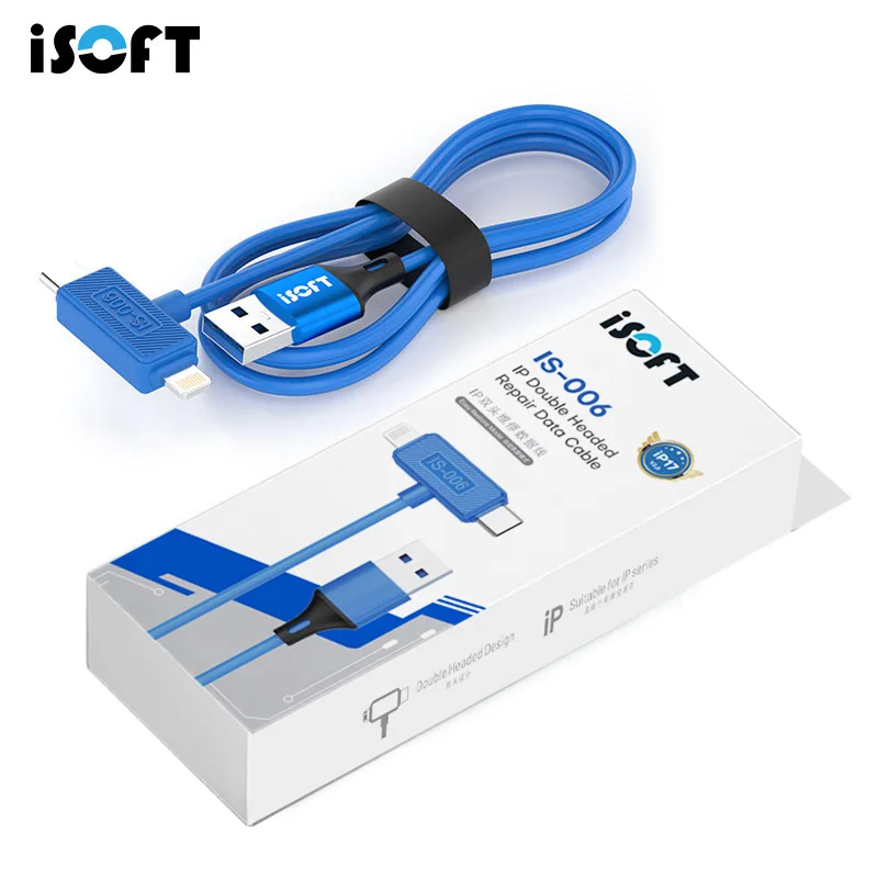 

Кабель для восстановления данных ISOFT IS-006 V2.0 с двойным интерфейсом для прошивки и передачи данных iPhone, быстрый запуск, ремонт с фиолетовым экраном DFU