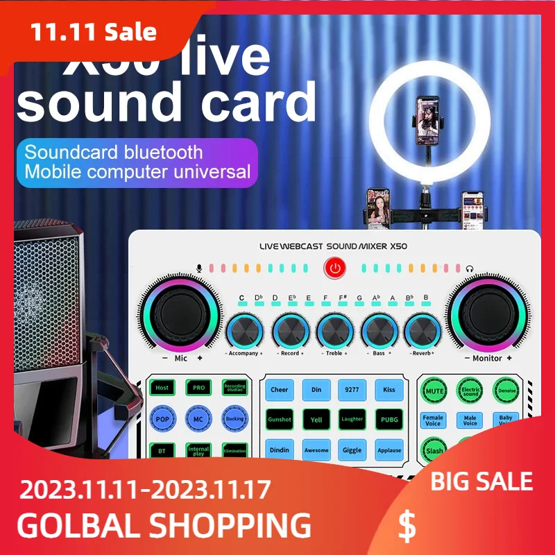 

X50 Original Professional Sound Card Audio Studio Recording Interface Mixers Music Card With Sound For Live Mobile Phone Pc