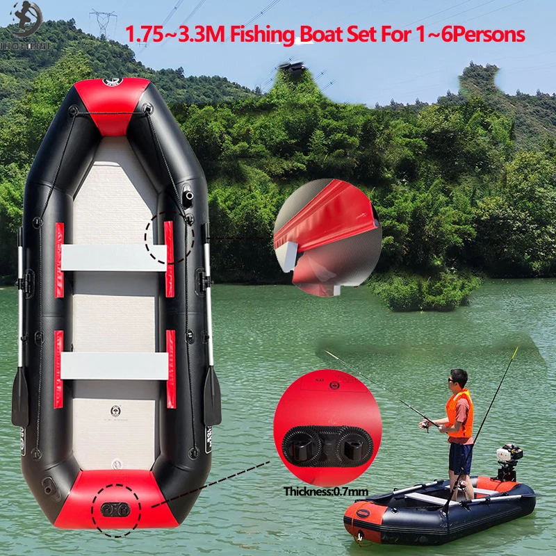 

New 0.7mm Thicken PVC Fishing Boat with Air Deck Bottom for 1-6 Persons Fishing Kayak Canoe Raft Accessories Caiaque De Pesca