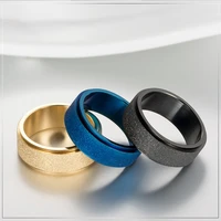 frosted rotating rings for men stainless steel emery k gold plated relief anxiety decompression ring fashion jewellery gifts